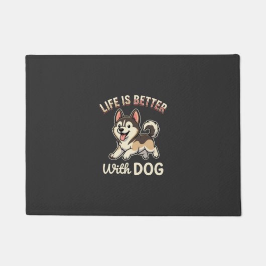Das Leben ist besser mit Hund Cartoon Fußmatte (Vorderseite)