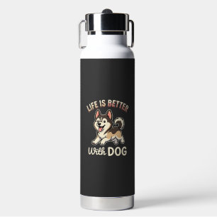 Das Leben ist besser mit Hund Cartoon Trinkflasche