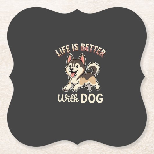 Das Leben ist besser mit Hund Cartoon Untersetzer (Vorderseite)
