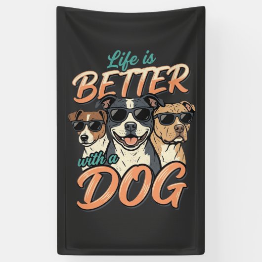 Das Leben ist besser mit Hund Vektor Banner (Vertikal)