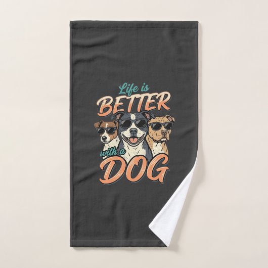Das Leben ist besser mit Hund Vektor Handtuch (Handtuch)