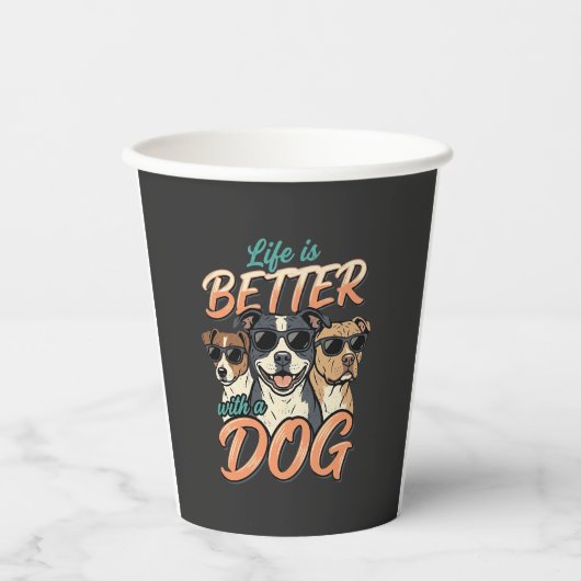 Das Leben ist besser mit Hund Vektor Pappbecher (Vorderseite)