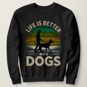Das Leben ist besser mit Hunden Damen Retro-Sonnen Sweatshirt