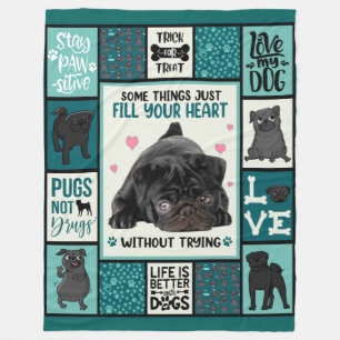 Das Leben ist besser mit Hunden Mops Dog Blanket Fleecedecke