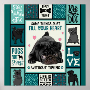 Das Leben ist besser mit Hunden Mops Dog Blanket Poster