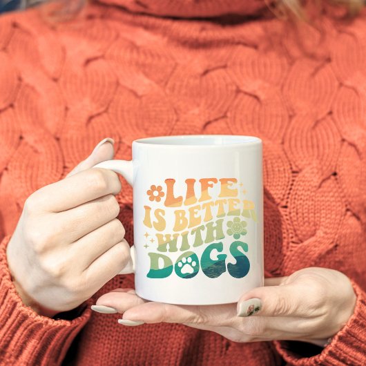 Das Leben ist besser mit Hunden Retro Groovy Foto Kaffeetasse