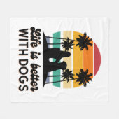 Das Leben ist besser mit Hunden Retro Sunset Fraue Fleecedecke (Vorderseite (Horizontal))