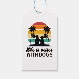 Das Leben ist besser mit Hunden Retro Sunset Fraue Geschenkanhänger