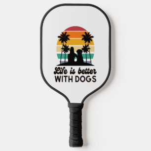 Das Leben ist besser mit Hunden Retro Sunset Fraue Pickleball Schläger