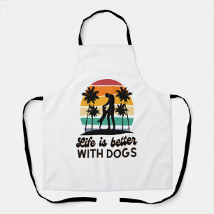 Das Leben ist besser mit Hunden Retro Sunset Mann Schürze