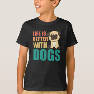 Das Leben ist besser mit Hunden süßen Mops grün T-Shirt