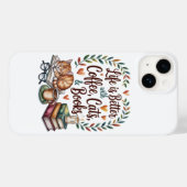 Das Leben ist besser mit Kaffee Katzen Büchern Case-Mate iPhone Hülle (Rückseite (Horizontal))