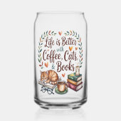Das Leben ist besser mit Kaffee Katzen Büchern Dosenglas (Vorderseite)