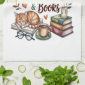 Das Leben ist besser mit Kaffee Katzen Büchern Geschirrtuch (Gefaltet)