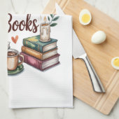 Das Leben ist besser mit Kaffee Katzen Büchern Geschirrtuch (Viertel Falte)