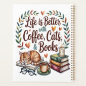 Das Leben ist besser mit Kaffee Katzen Büchern Planer (Rückseite)
