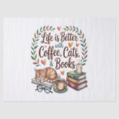 Das Leben ist besser mit Kaffee Katzen Büchern Seidenpapier (Vorderseite)