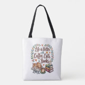 Das Leben ist besser mit Kaffee Katzen Büchern Tasche (Rückseite)