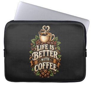 Das Leben ist besser mit Kaffee Vintage Kaffeelieb Laptopschutzhülle