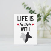 Das Leben ist besser mit Katze und Hund, Textdesig Postkarte (Stehend Vorderseite)