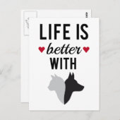 Das Leben ist besser mit Katze und Hund, Textdesig Postkarte (Vorne/Hinten)
