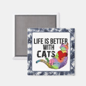Das Leben ist besser mit Katzen Aquarell Magnet (Vorderseite/Rückseite)