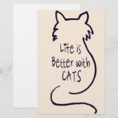 Das Leben ist besser mit Katzen Briefpapier (Vorne/Hinten)
