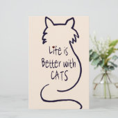Das Leben ist besser mit Katzen Briefpapier (Stehend Vorderseite)