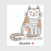Das Leben ist besser mit Katzen Doodle Aufkleber (Blatt)