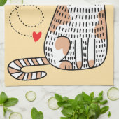 Das Leben ist besser mit Katzen Doodle Geschirrtuch (Gefaltet)