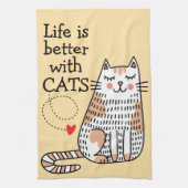 Das Leben ist besser mit Katzen Doodle Geschirrtuch (Vertikal)