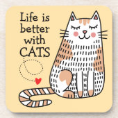 Das Leben ist besser mit Katzen Doodle Getränkeuntersetzer (Vorderseite)