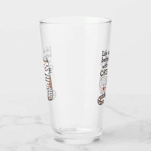 Das Leben ist besser mit Katzen Doodle Glas (Links)
