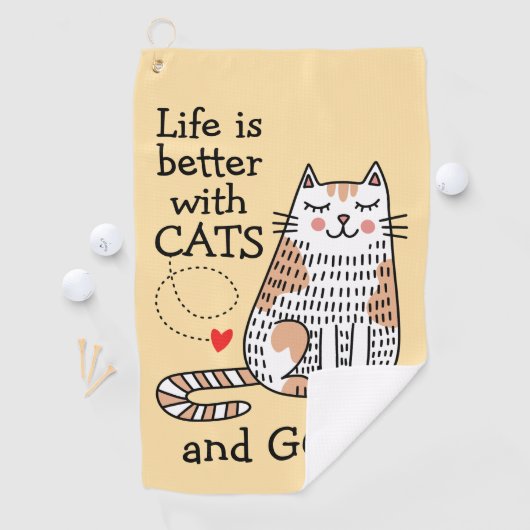 Das Leben ist besser mit Katzen Doodle Golfhandtuch (Insitu)