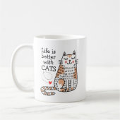 Das Leben ist besser mit Katzen Doodle Kaffeetasse (Links)