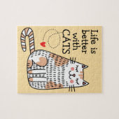 Das Leben ist besser mit Katzen Doodle Puzzle (Horizontal)