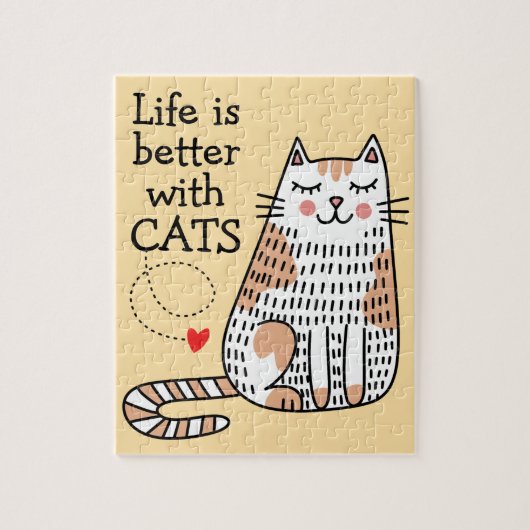 Das Leben ist besser mit Katzen Doodle Puzzle (Vertikal)