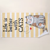 Das Leben ist besser mit Katzen Doodle Strandtuch (Vorderseite)