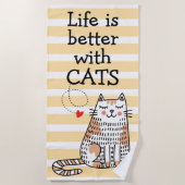 Das Leben ist besser mit Katzen Doodle Strandtuch (Vorderseite)
