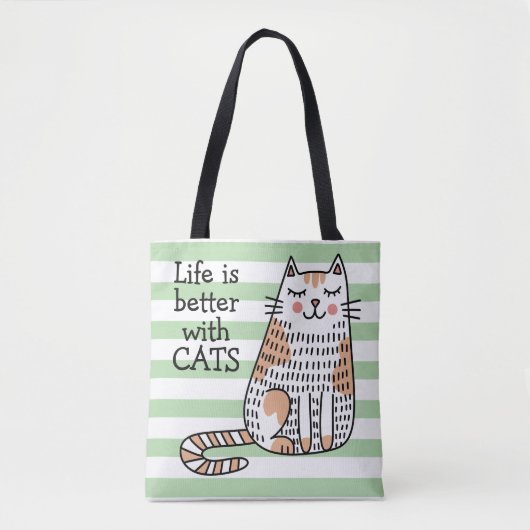 Das Leben ist besser mit Katzen Doodle Tasche (Vorderseite)