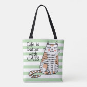 Das Leben ist besser mit Katzen Doodle Tasche (Rückseite)