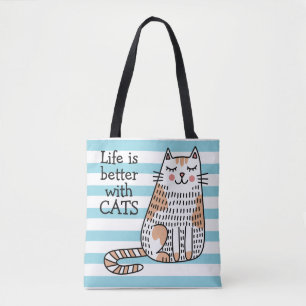 Das Leben ist besser mit Katzen Doodle Tasche
