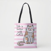 Das Leben ist besser mit Katzen Doodle Tasche (Vorderseite)