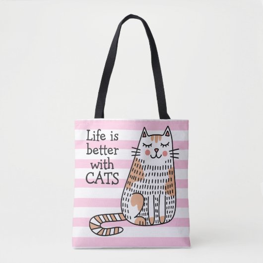 Das Leben ist besser mit Katzen Doodle Tasche (Vorderseite)