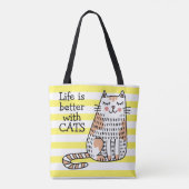 Das Leben ist besser mit Katzen Doodle Tasche (Rückseite)