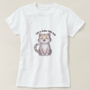 Das Leben ist besser mit Katzen - Happy Cat Face T T-Shirt