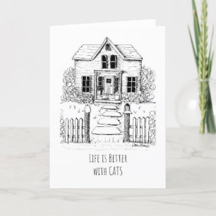 Das Leben ist besser mit Katzen, Katzenrüber Zeich Dankeskarte
