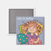 Das Leben ist besser mit Katzen Magnet (Vorderseite/Rückseite)