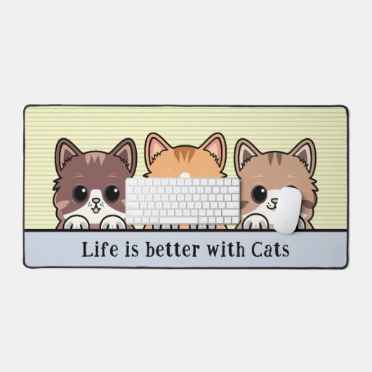 Das Leben ist besser mit Katzen - Niedliche Kätzch Schreibtischunterlage (Tastatur & Maus)