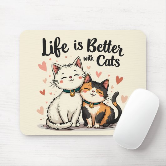 Das Leben ist besser mit Katzen Niedliche Katzenäs Mousepad (Mit Mouse)